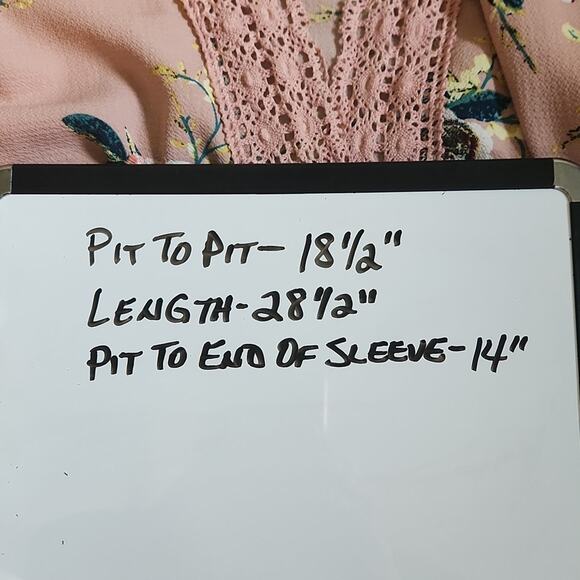 Dusty Rose Floral Kimono Size SM Bell Sleeves Lace Fairycore Girlhood Feminine - Picture 8 of 8